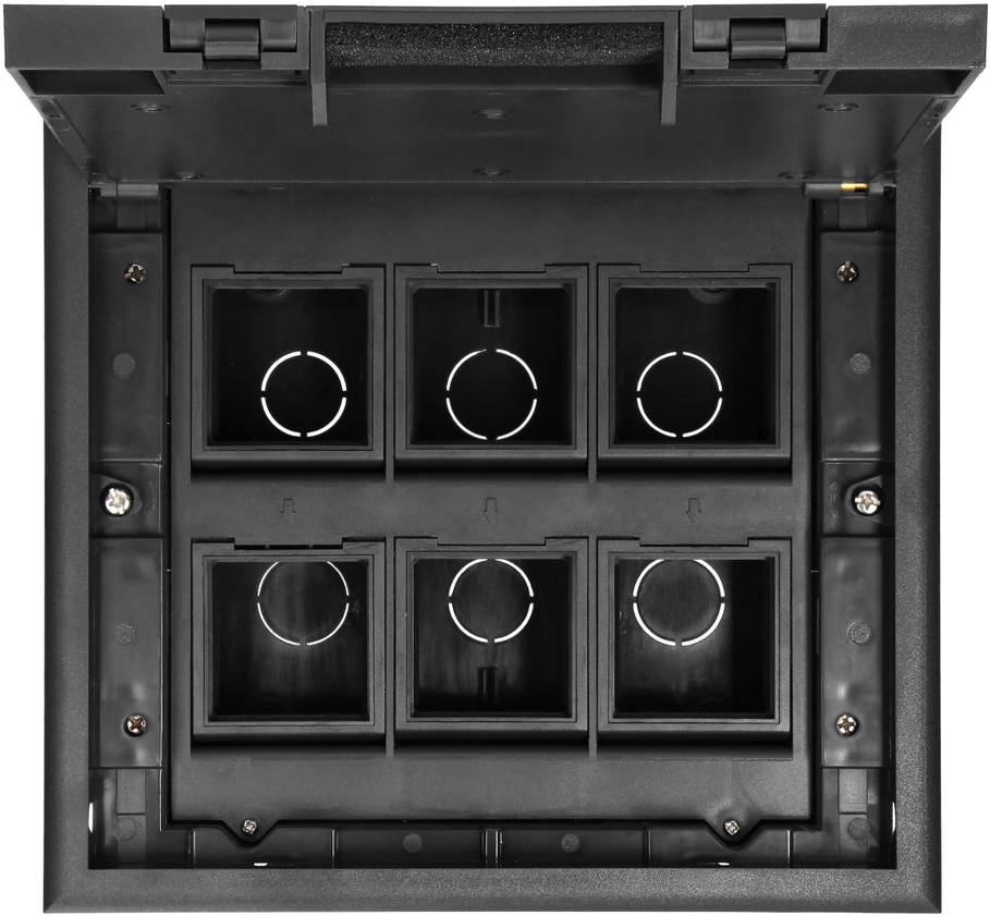 Orno Puszka Grindų dėžutė moduliniams lizdams 6 x 45 x 45 mm arba 12 x 22,5 x 45 mm, dangtelis: nerūdijantis plienas, juodas