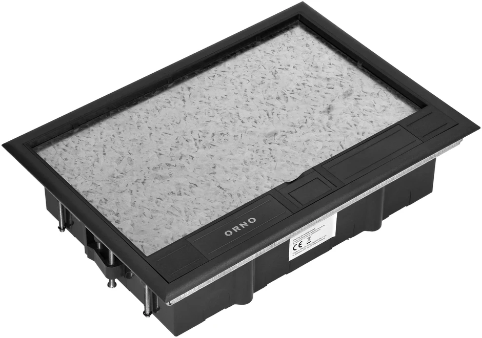 Orno Puszka Grindų dėžutė moduliniams lizdams 8 x 45 x 45 mm arba 16 x 22,5 x 45 mm, dangtelis: pagamintas iš natūralios medžiagos, juodas
