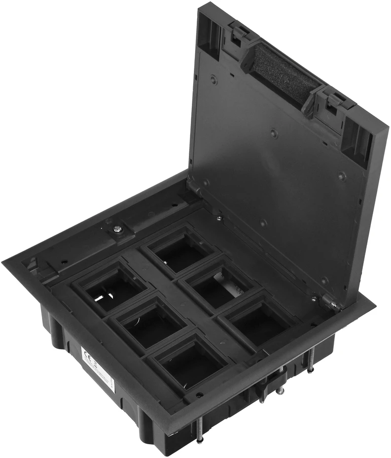 Orno Puszka Grindų dėžutė moduliniams lizdams 6 x 45 x 45 mm arba 12 x 22,5 x 45 mm, dangtelis: nerūdijantis plienas, juodas
