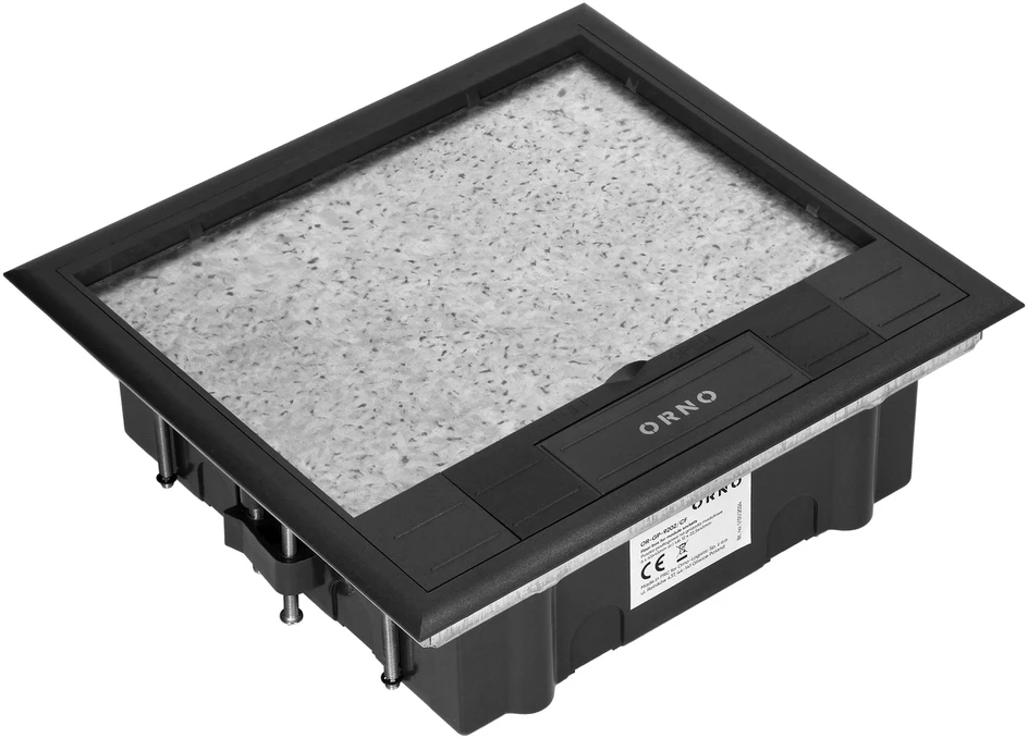 Orno Puszka Grindų dėžutė moduliniams lizdams 6 x 45x45 mm arba 12 x 22,5x45 mm, dangtelis: pagamintas iš natūralios medžiagos, juodas