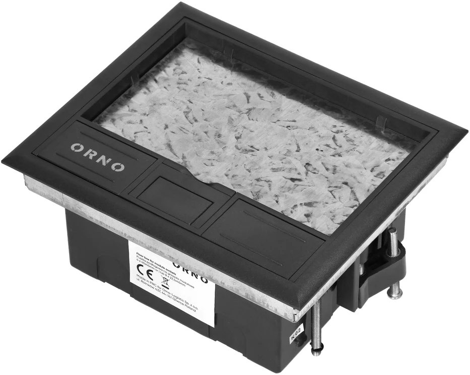 Orno Puszka Grindų dėžutė moduliniams lizdams 4 x 45x45 mm arba 8 x 22,5x45 mm, dangtelis: pagamintas iš natūralios medžiagos, juodas