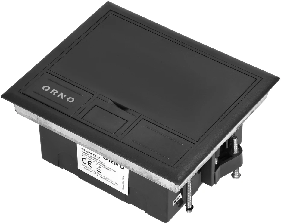 Orno Puszka Grindų dėžutė moduliniams lizdams 4 x 45x45 mm arba 8 x 22,5x45 mm, dangtelis: plastikinis, juodas
