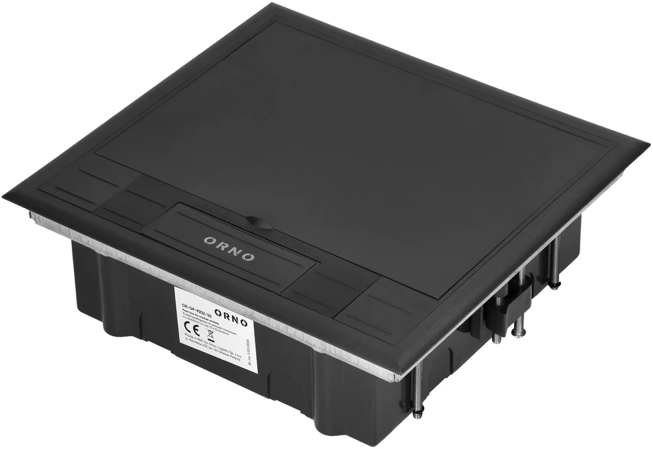 Orno Puszka Grindų dėžutė moduliniams lizdams 6 x 45x45 mm arba 12 x 22,5x45 mm, dangtelis: plastikinis, juodas