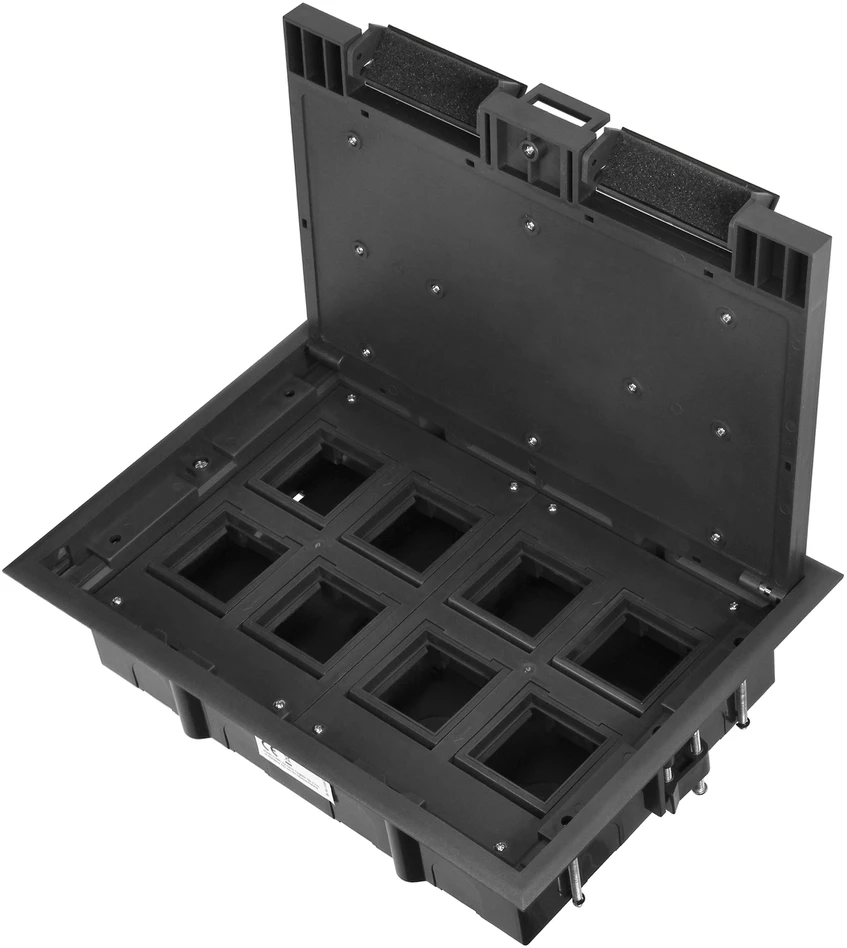 Orno Puszka Grindų dėžutė moduliniams lizdams 8 x 45 x 45 mm arba 16 x 22,5 x 45 mm, dangtelis: pagamintas iš natūralios medžiagos, juodas