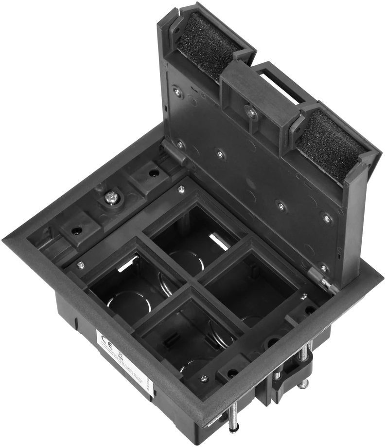 Orno Puszka Grindų dėžutė moduliniams lizdams 4 x 45x45 mm arba 8 x 22,5x45 mm, dangtelis: plastikinis, juodas