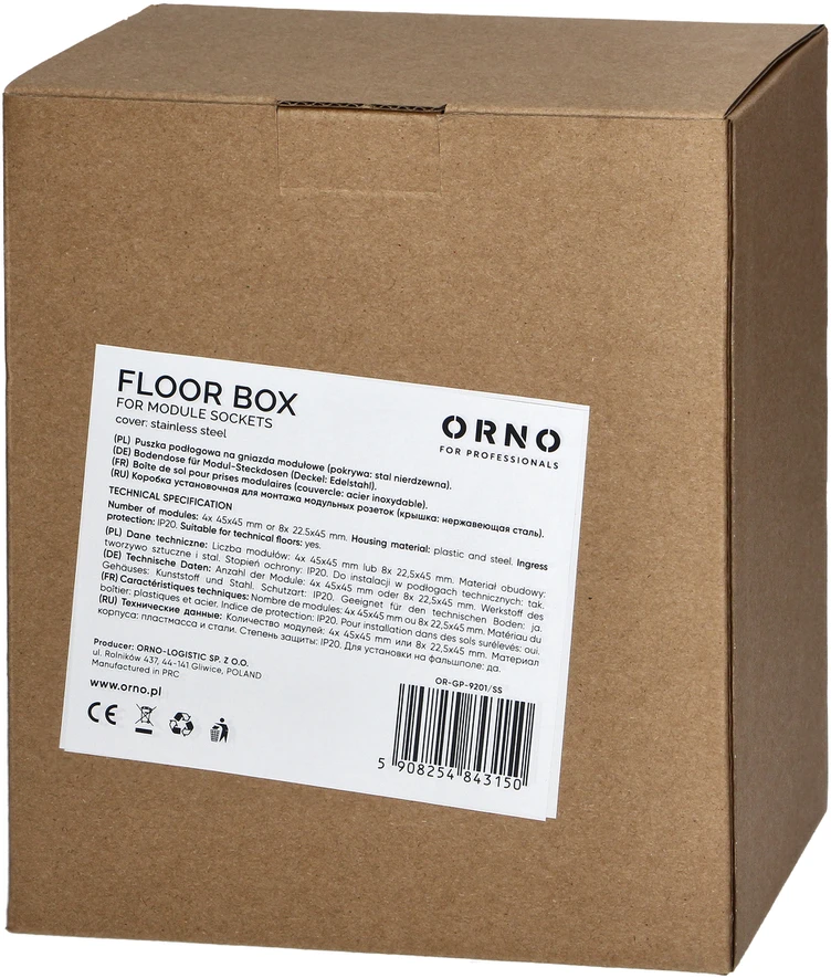 Orno Puszka Grindų dėžutė moduliniams lizdams 4 x 45x45 mm arba 8 x 22,5x45 mm, dangtelis: plastikinis, juodas
