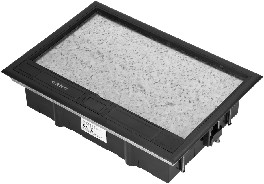 Orno Puszka Grindų dėžutė moduliniams lizdams 8 x 45 x 45 mm arba 16 x 22,5 x 45 mm, dangtelis: pagamintas iš natūralios medžiagos, juodas
