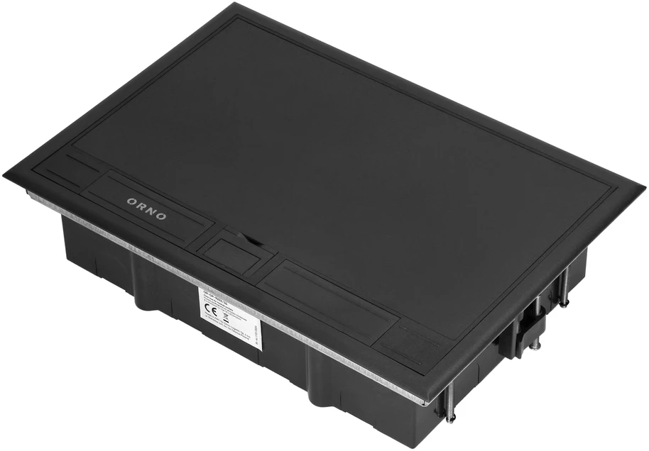 Orno Puszka Grindų dėžutė moduliniams lizdams 8 x 45 x 45 mm arba 16 x 22,5 x 45 mm, dangtelis: plastikinis, juodas