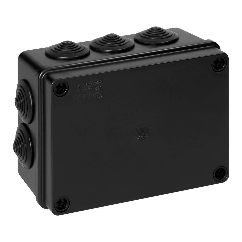 Puszka Hermetiška dėžutė 150x110x70, 10 sandariklių, atspari UV spinduliams, juoda, IP65