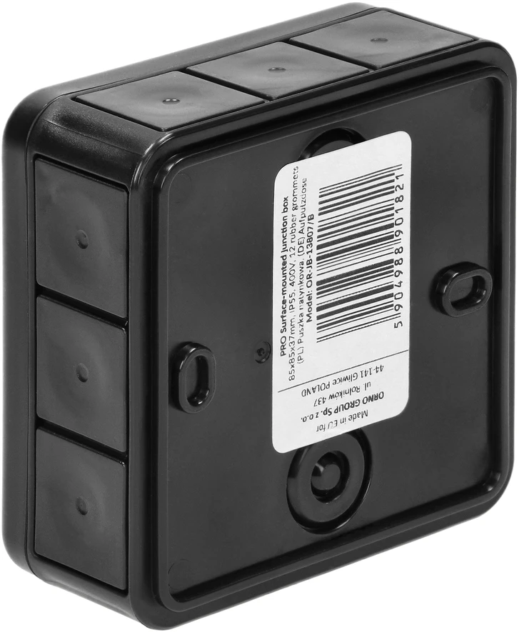 Orno Puszka PRO skirstomoji dėžutė, IP55, 400V, 12 įėjimų, 85x85x37mm, juoda