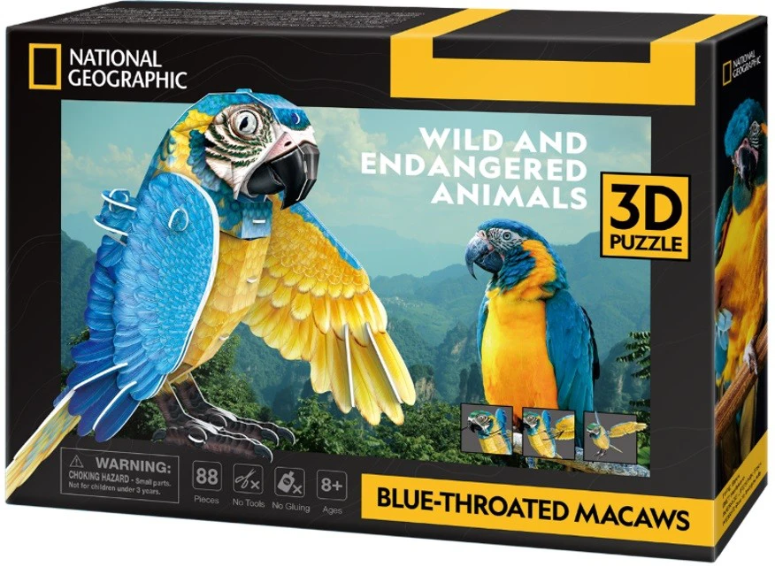 CUBIC FUN CUBICFUN NG 3D dėlionė „Mėlyngurklė ara“
