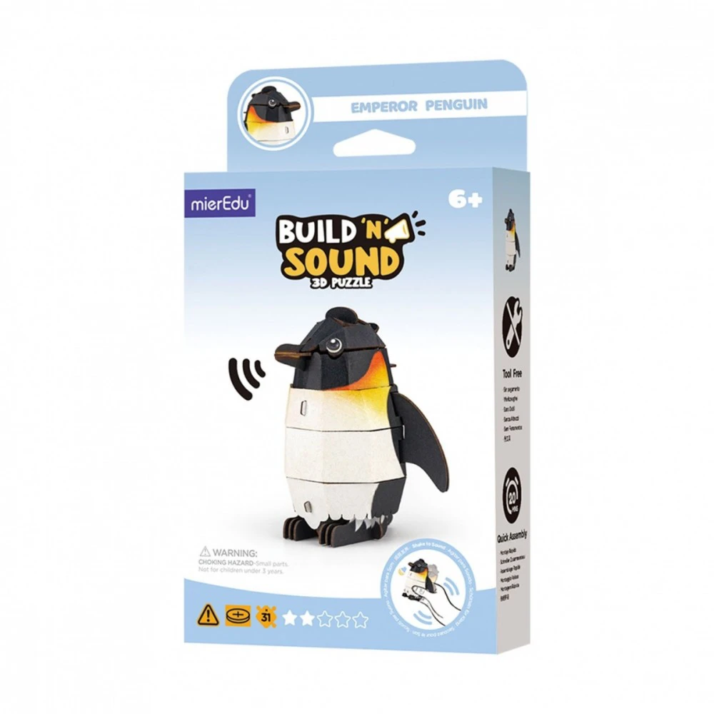 Mg Dystrybucja Puzzle 3D dėlionė „Mieredu“ – konstruokite ir klausykite – pingvinas