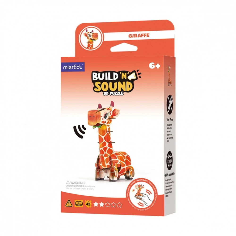 Mg Dystrybucja Puzzle 3D dėlionė „Mieredu“ – konstruokite ir klausykite – žirafa