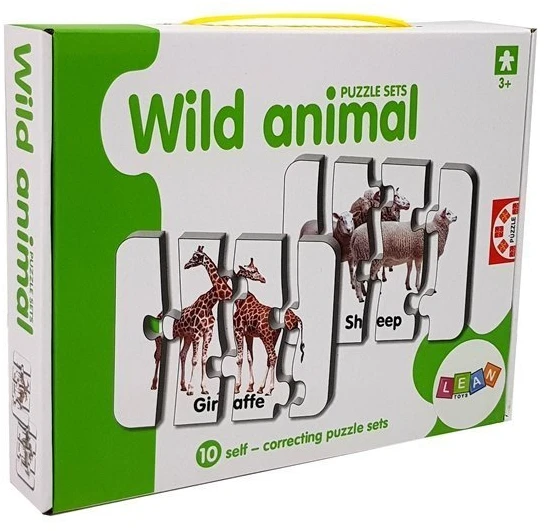 Lean Toys Edukacinė dėlionė "Laukiniai gyvūnai", anglų k., 10 derinių