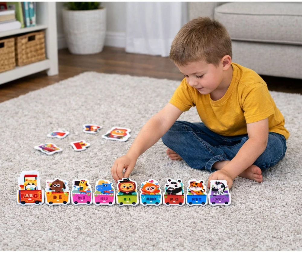 Lean Toys Edukacinė dėlionė Abėcėlės traukinukas su gyvūnais 40 el.