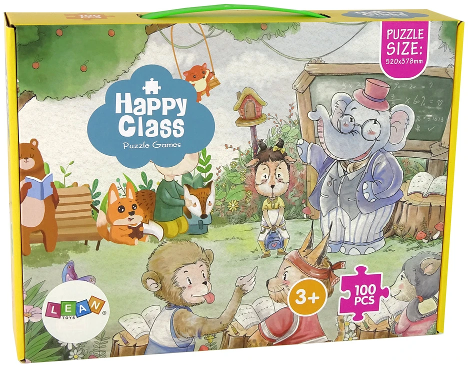 Lean Toys Dėlionė 100 vnt. - Gyvūnų mokykla