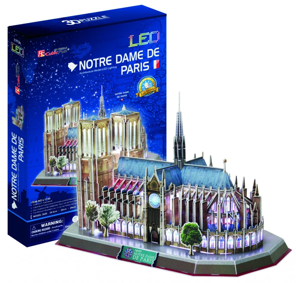 Puzzle 3D dėlionė CubicFun Notre Dame De Paris (su LED apšvietimu) 149 d.