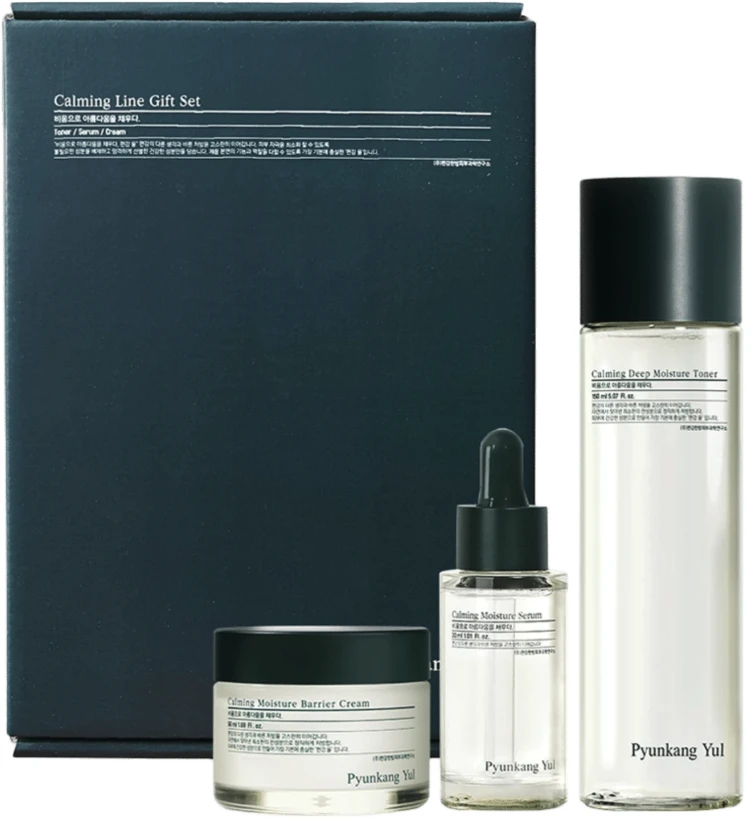 „Pyunkang Yul“ raminamosios linijos dovanų rinkinys – giliai drėkinamasis tonikas 150 ml + raminamasis serumas 30 ml + raminamasis drėkinamasis kremas 50 ml