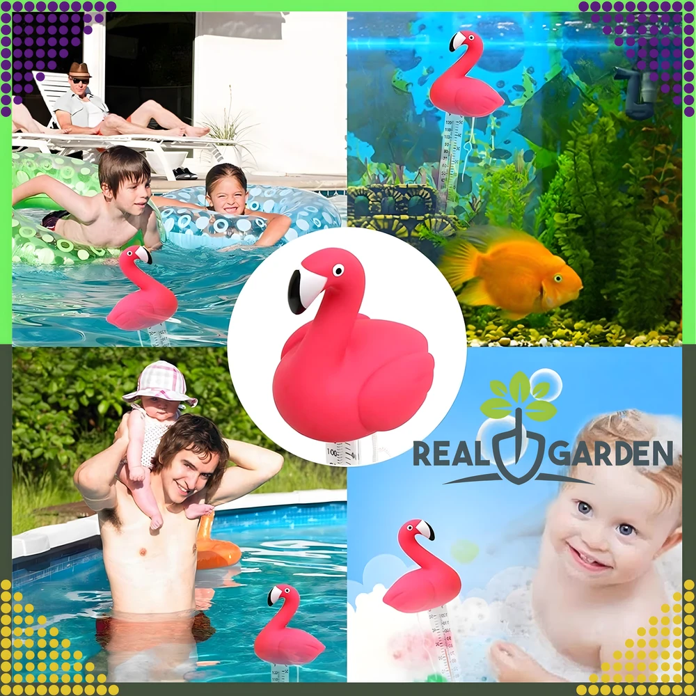 Pływający Plaukiojantis baseino termometras SPA baseino vandens temperatūrai Flamingo virvelė
