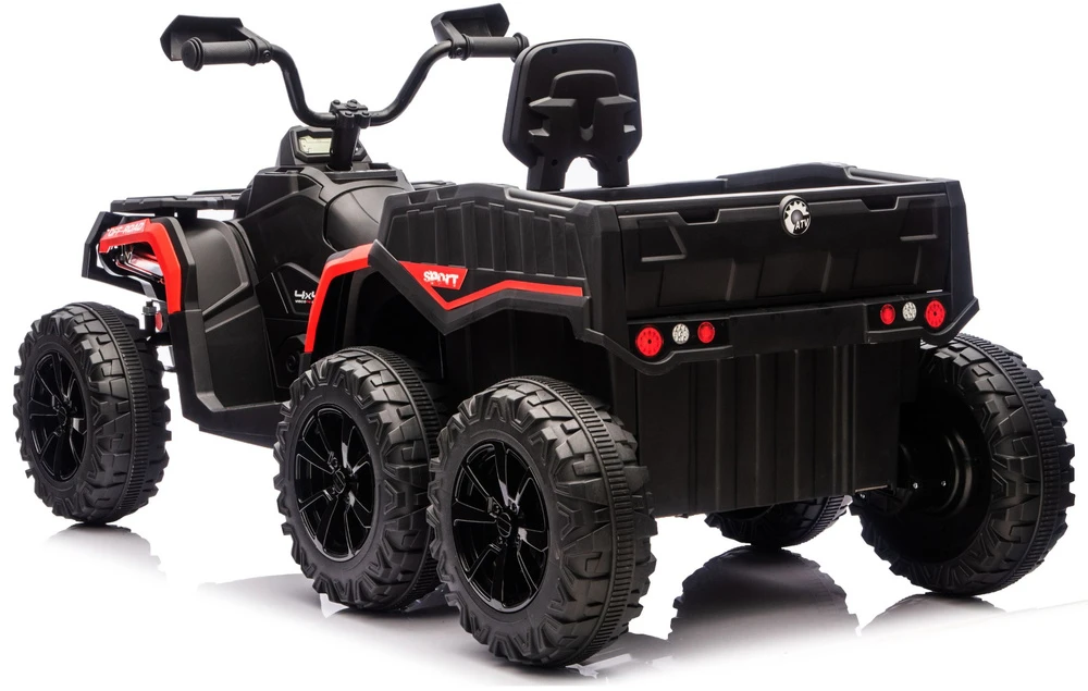 Lean Cars Raudonas keturratis visureigis su 6 ratais ir priekaba JC606, 24 V, 4x4