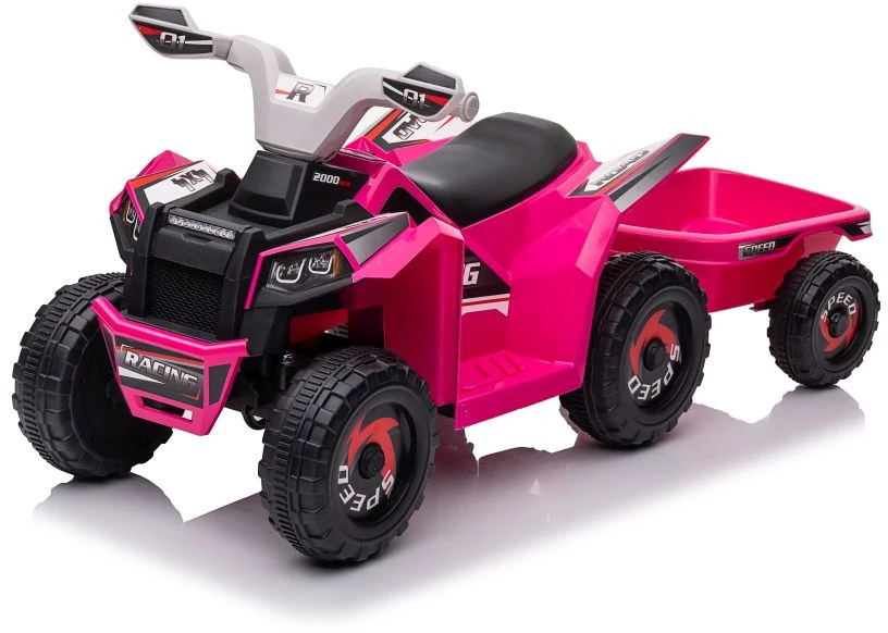 Lean Cars Akumuliatorinis keturratis su priekaba vaikams XMX630T, rožinės spalvos