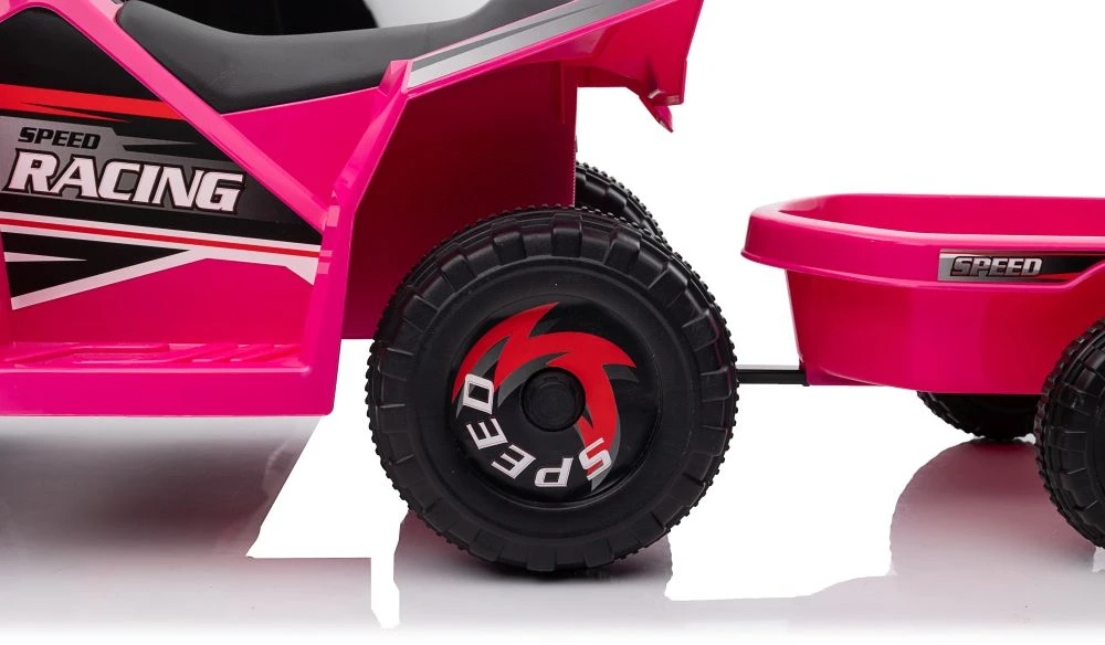 Lean Cars Akumuliatorinis keturratis su priekaba vaikams XMX630T, rožinės spalvos