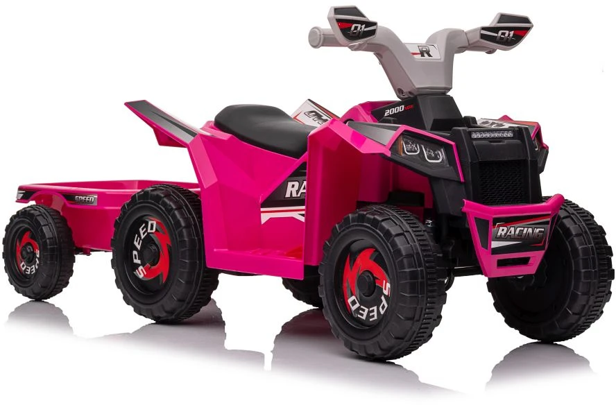 Lean Cars Akumuliatorinis keturratis su priekaba vaikams XMX630T, rožinės spalvos