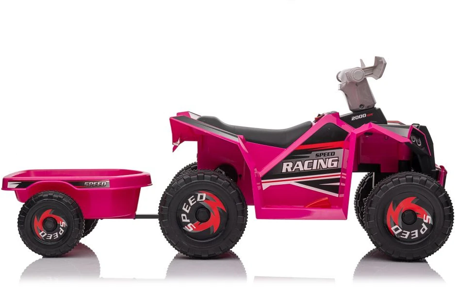 Lean Cars Akumuliatorinis keturratis su priekaba vaikams XMX630T, rožinės spalvos