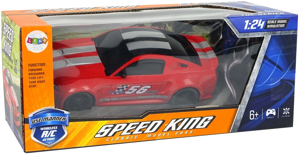 Lean Cars Nuotoliniu būdu valdomas sportinis automobilis 1:24 raudonas