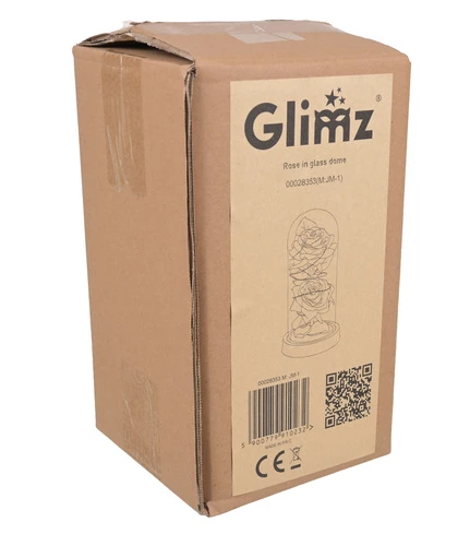 Róża w szkle- świecąca 22cm Glimz