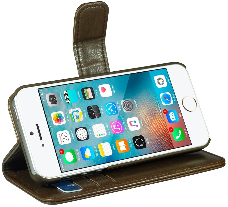 „RadiCover“ – „Flipside“ madingas stovo dėklas – iPhone 5/5S/SE – rudas