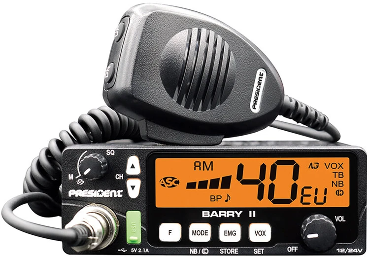 CB radijas PRESIDENT BARRY II+ ASC VOX 12/24V