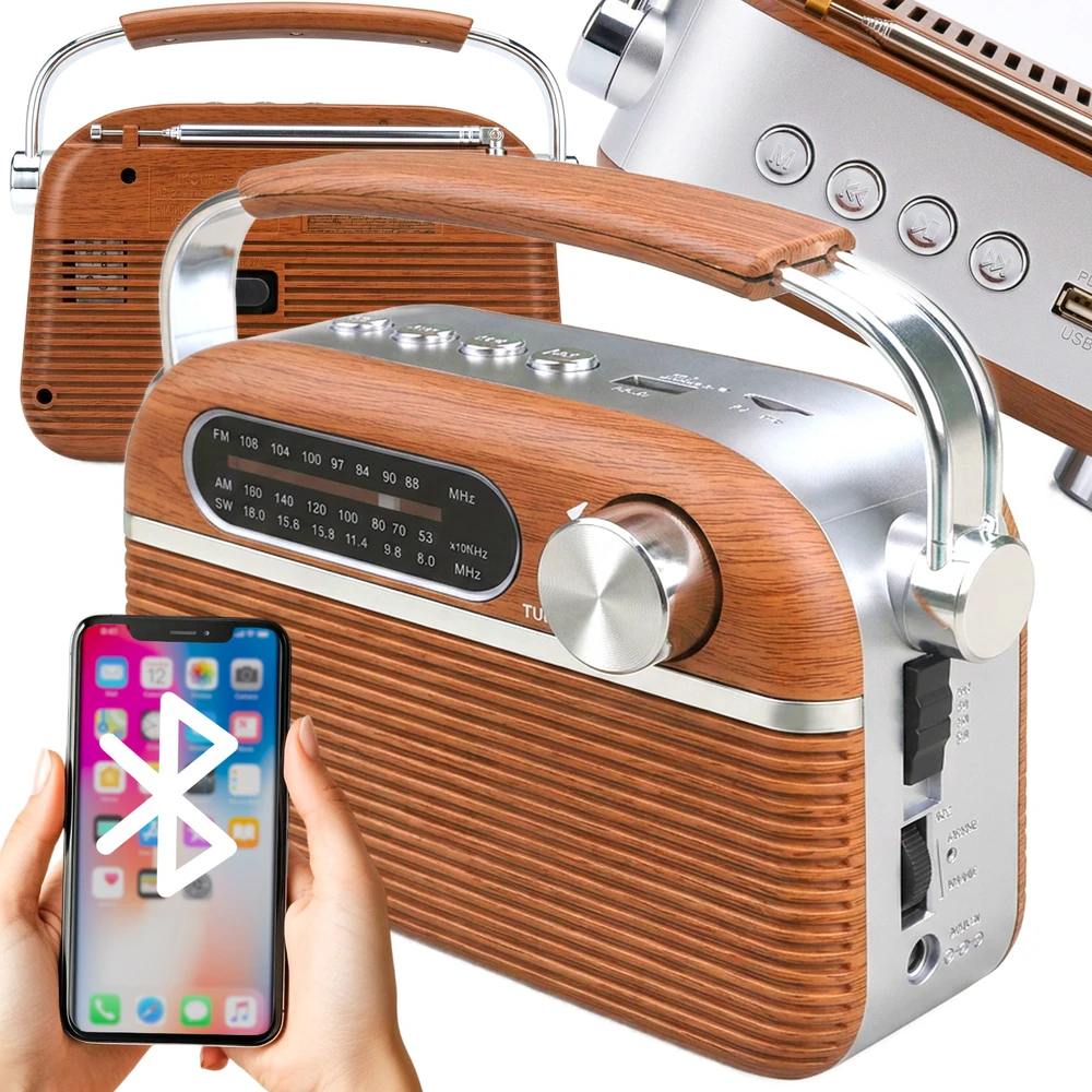 Retoo FM radijas radijas su „Bluetooth“ / FM radijas su „Bluetooth“ raudonas