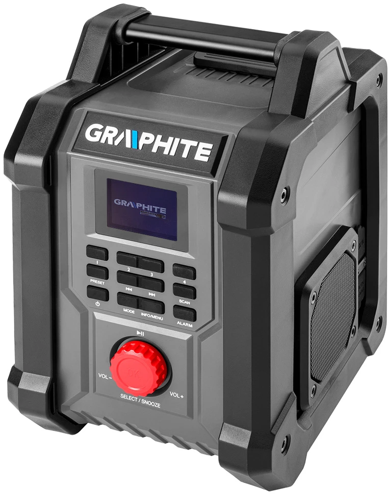 Radio „Graphite Energy+“ 18 V akumuliatorinis statybvietės radijas, be akumuliatoriaus