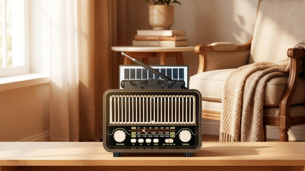 Kruger & Matz Radio Nešiojamasis analoginis saulės energija varomas „KrugerMatz“ radijo imtuvas, modelis KM0832