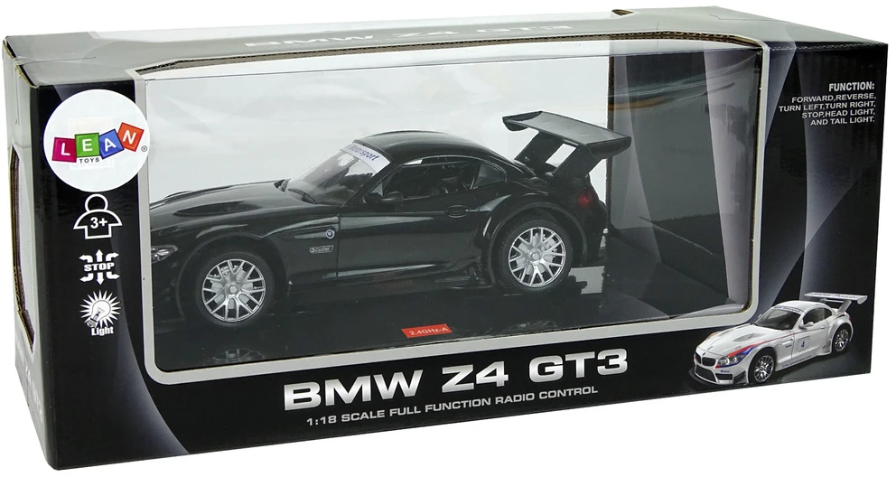 Nuotoliniu būdu valdomas sportinis automobilis Lean Toys BMW Z4 GT3, 1:18, juodas