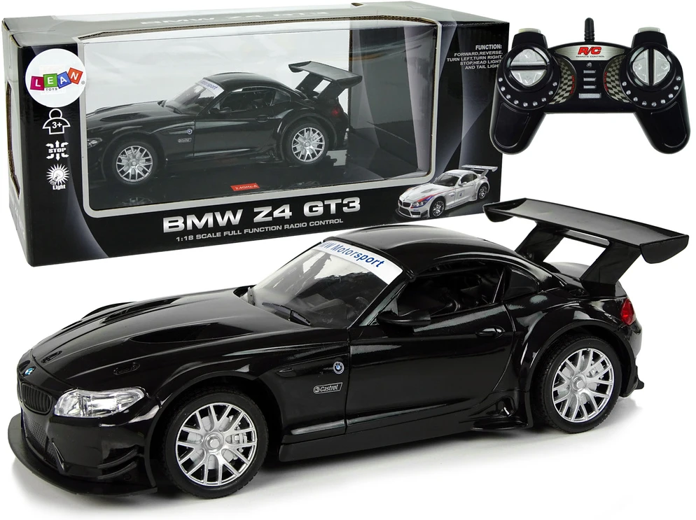 Nuotoliniu būdu valdomas sportinis automobilis Lean Toys BMW Z4 GT3, 1:18, juodas