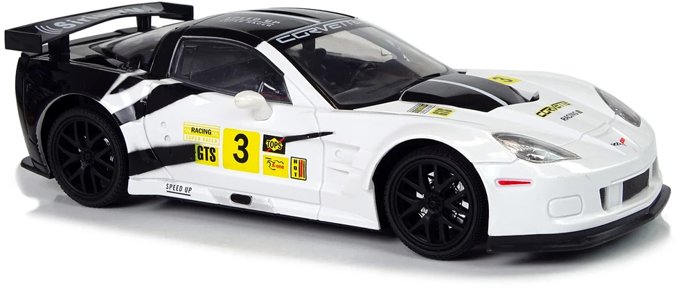 Lean Cars Radijo bangomis valdomas sportinis automobilis Corvette C6.R 1:18 baltas