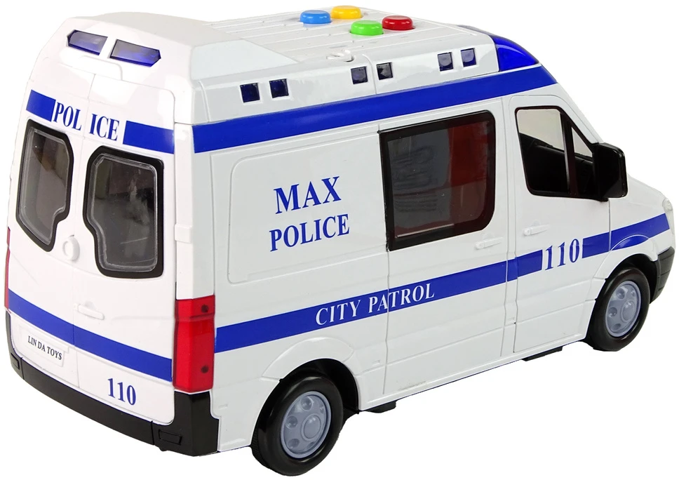 Lean Toys Policijos automobilis su frikcine pavara ir efektais LeanToys