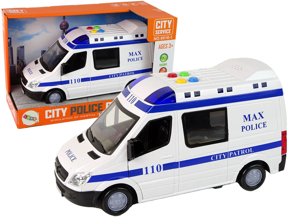 Lean Toys Policijos automobilis su frikcine pavara ir efektais LeanToys
