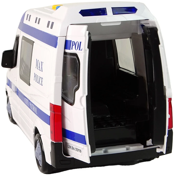 Lean Toys Policijos automobilis su frikcine pavara ir efektais LeanToys