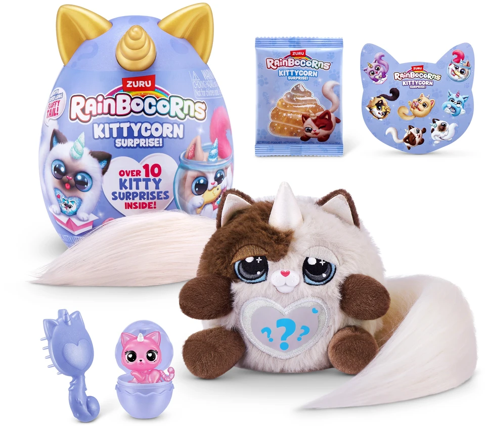 Zuru RAINBOCORNS - Kittycorn staigmenų serija 3, mažas pliušinis žaisliukas - (92104TQ1)