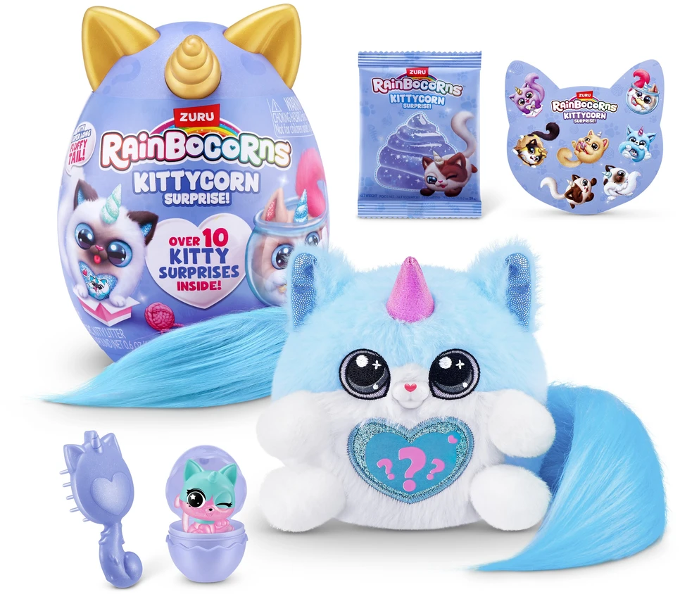Zuru RAINBOCORNS - Kittycorn staigmenų serija 3, mažas pliušinis žaisliukas - (92104TQ1)