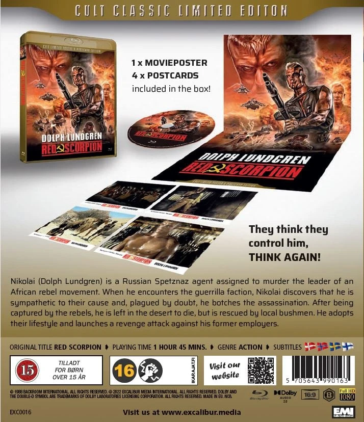 Classic Movies Raudonasis skorpionas – Tikroji klasika – Dolph Lundgren riboto leidimo Blu-ray versija su plakatu ir kortelėmis dėžutėje