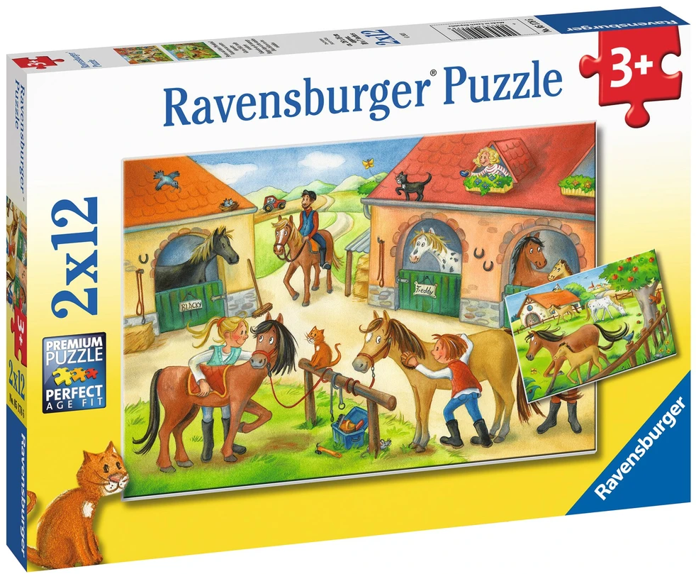 Dėlionė Ravensburger - Laimingos dienos arklidėse 2x12p - 05178