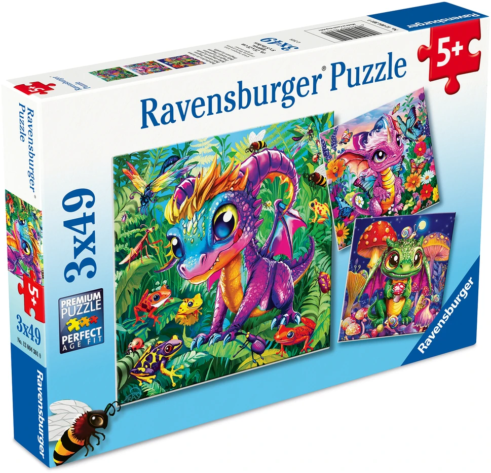 RAVENSBURGER Dėlionė dėlionė Mažieji sodo drakonai, 3x49 det., 12004301 0