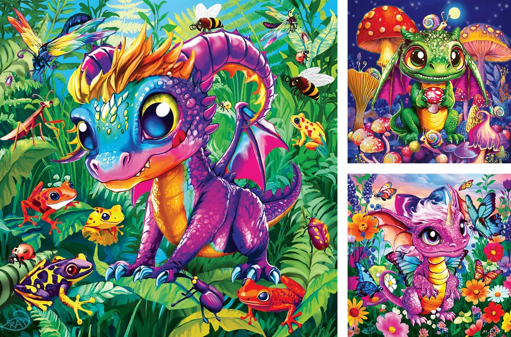 RAVENSBURGER Dėlionė dėlionė Mažieji sodo drakonai, 3x49 det., 12004301 0