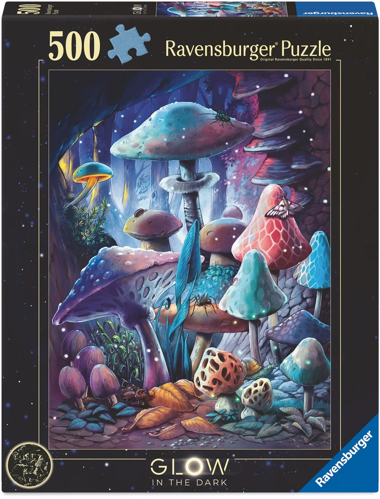 Ravensburger Šviečianti tamsoje dėlionė 500 vnt. - Mėnesienos grybai
