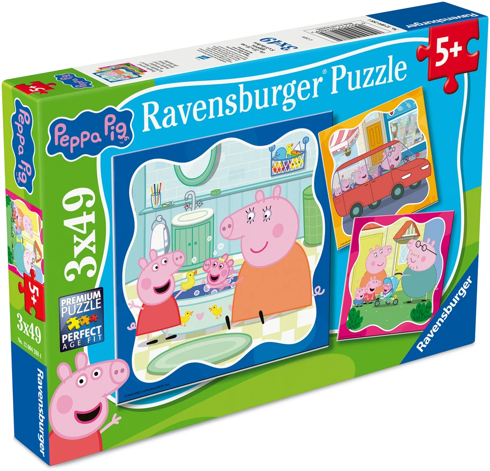 Ravensburger Dėlionė 3x49 vnt. - Peppa Pig su šeima