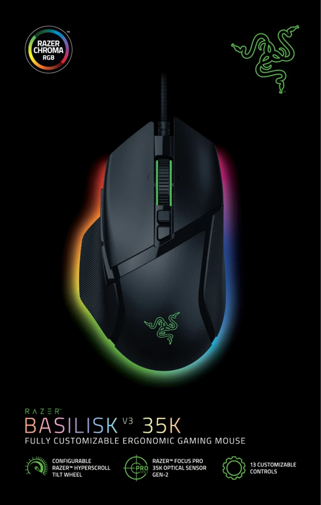 Razer Basilisk V3 35K | Pelė žaidimams | Juodas